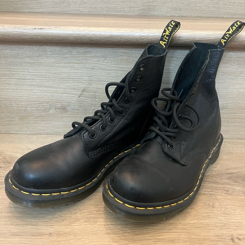 Dr. Martens Black Boots with Yellow Stitching